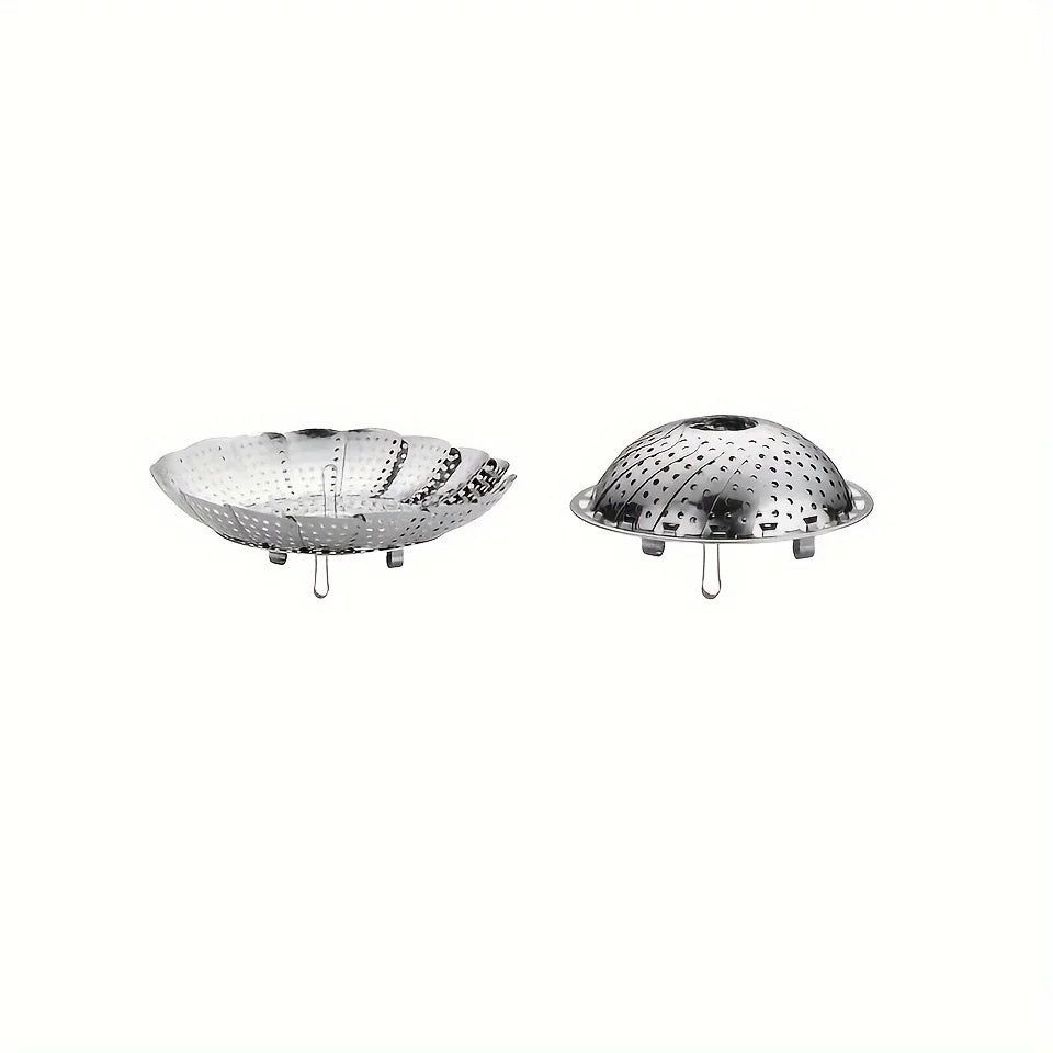 Panier vapeur extensible en acier inoxydable – 15 à 27 cm, pliable, compatible toutes casseroles
