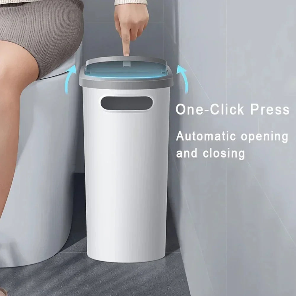 Poubelle à Pression avec Couvercle – Design Étroit, Grande Capacité | Cuisine, Salle de Bain
