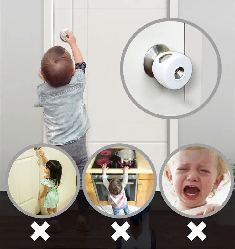 Cache-poignée de porte sécurité bébé – Protecteur anti-collision rond, blanc