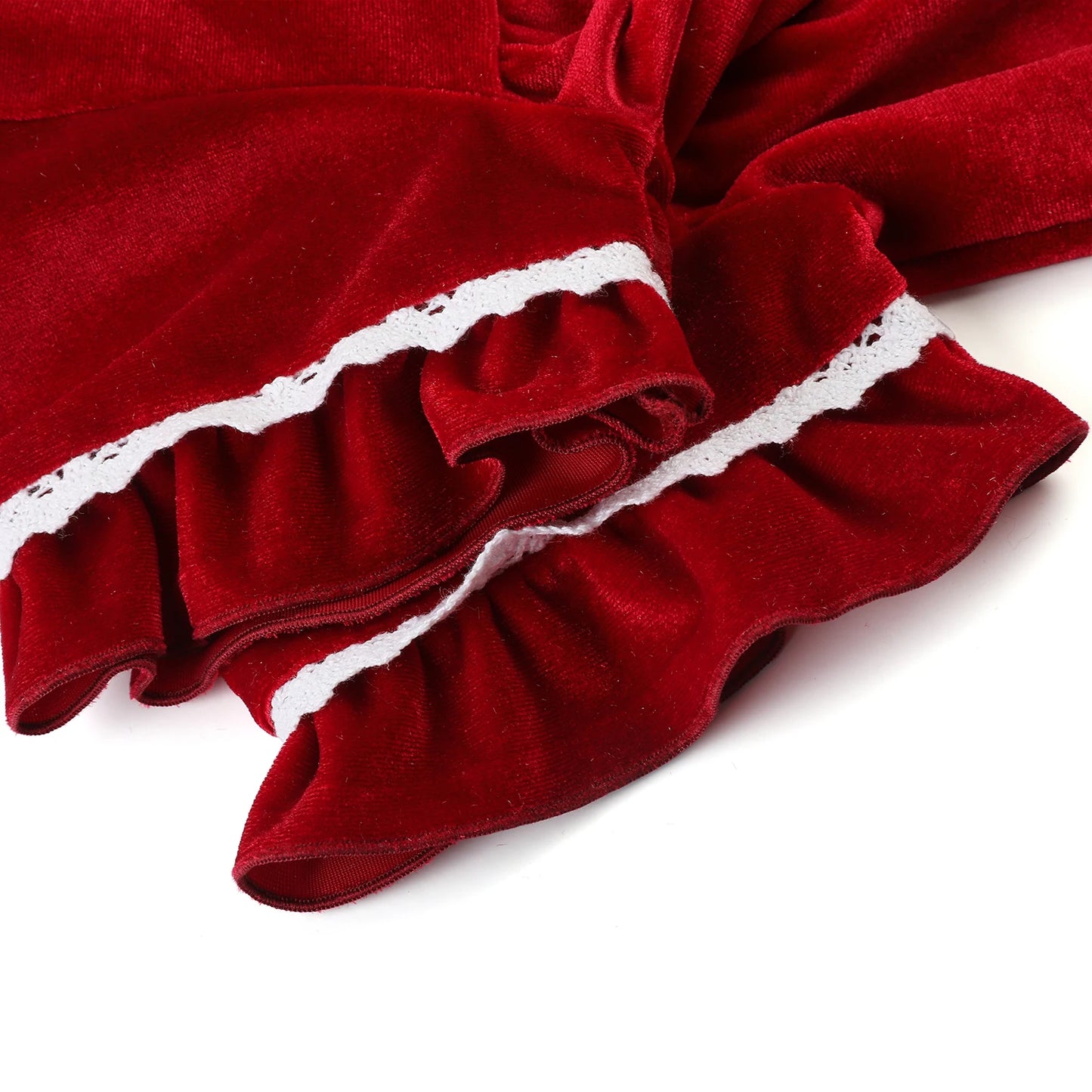 Flanelle Noël Famille Tenues Assortis Garçons Et Filles Pyjamas À Volants Blanc Dentelle Rouge À Manches Longues Bébé Bouton Enfants Pyjamas Ensembles
