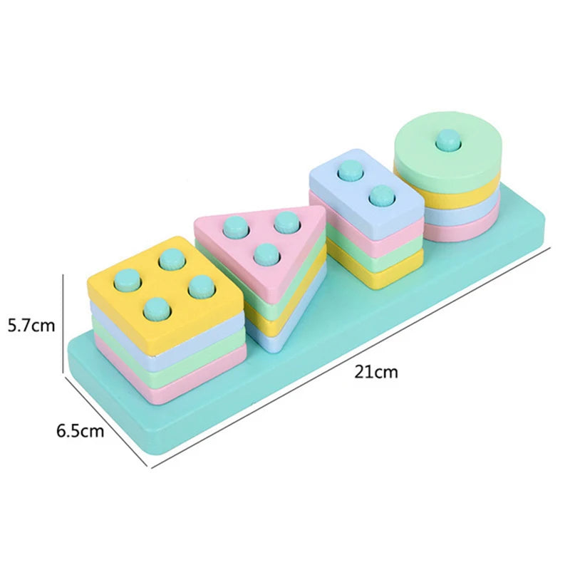 Blocs de Construction Montessori en Bois – Couleurs, Formes & Puzzle Éducatif