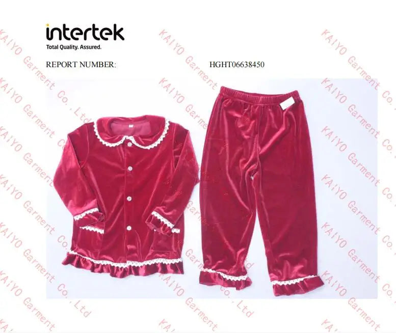 Flanelle Noël Famille Tenues Assortis Garçons Et Filles Pyjamas À Volants Blanc Dentelle Rouge À Manches Longues Bébé Bouton Enfants Pyjamas Ensembles