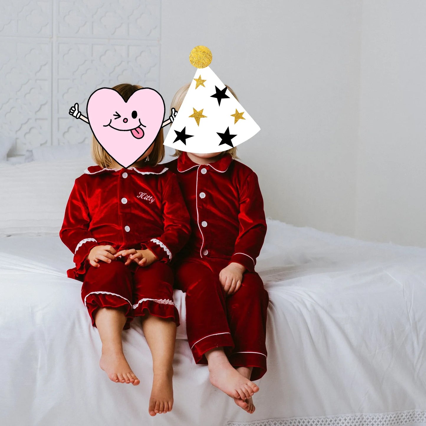 Flanelle Noël Famille Tenues Assortis Garçons Et Filles Pyjamas À Volants Blanc Dentelle Rouge À Manches Longues Bébé Bouton Enfants Pyjamas Ensembles