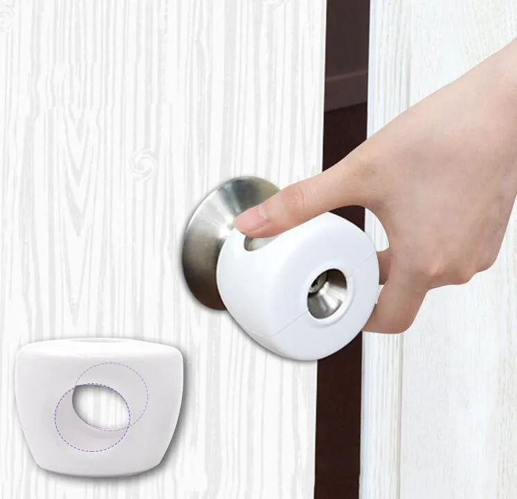 Cache-poignée de porte sécurité bébé – Protecteur anti-collision rond, blanc