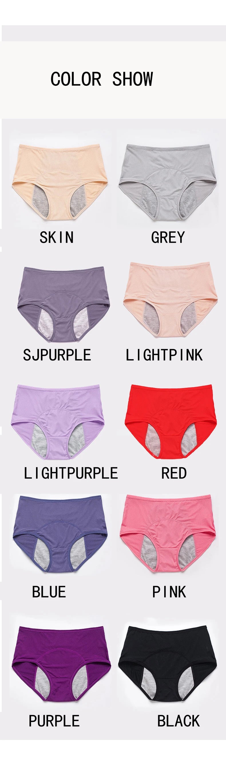 Culotte menstruelle anti-fuites taille haute – Grande taille, respirante, imperméable (L à 8XL)