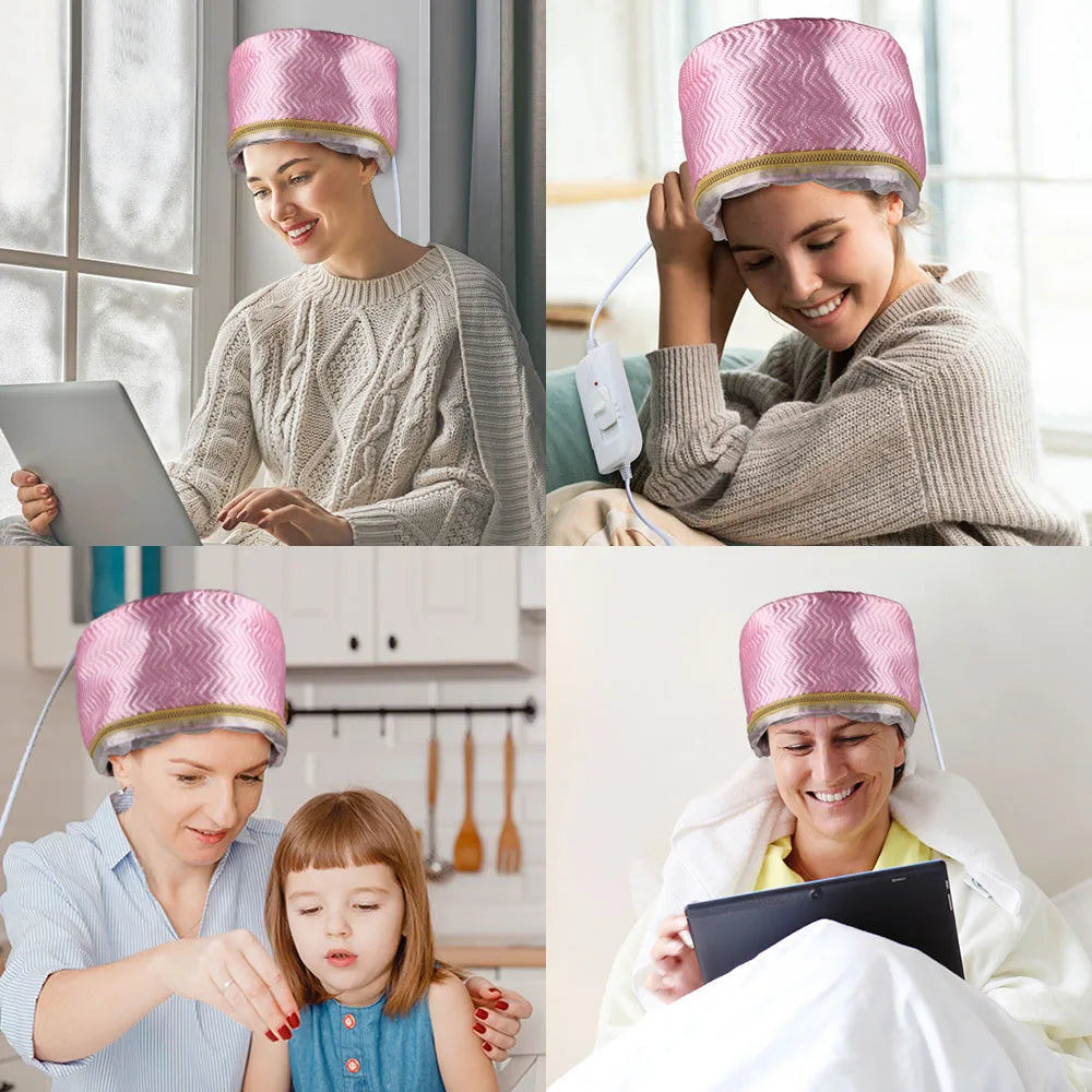 Bonnet Chauffant Traitant pour Cheveux – Vapeur Thermique, Soin Nourrissant, Spa Maison