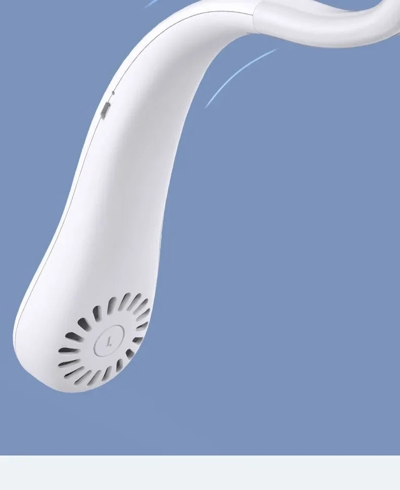 Ventilateur de Cou Sans Pales USB Rechargeable – 3 Vitesses, Mains Libres, Été & Voyage