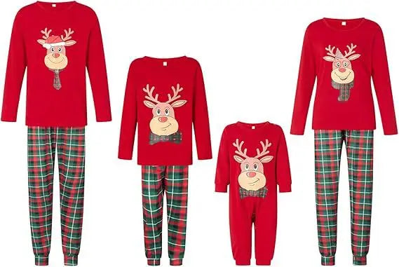 Tenues de Noël pour Mère, Père et Enfants, Ensemble de Pyjamas Assortis, Pyjamas Décontractés à Motif de Renne, Look Familial de Noël, Vêtements de Fête, Cadeau