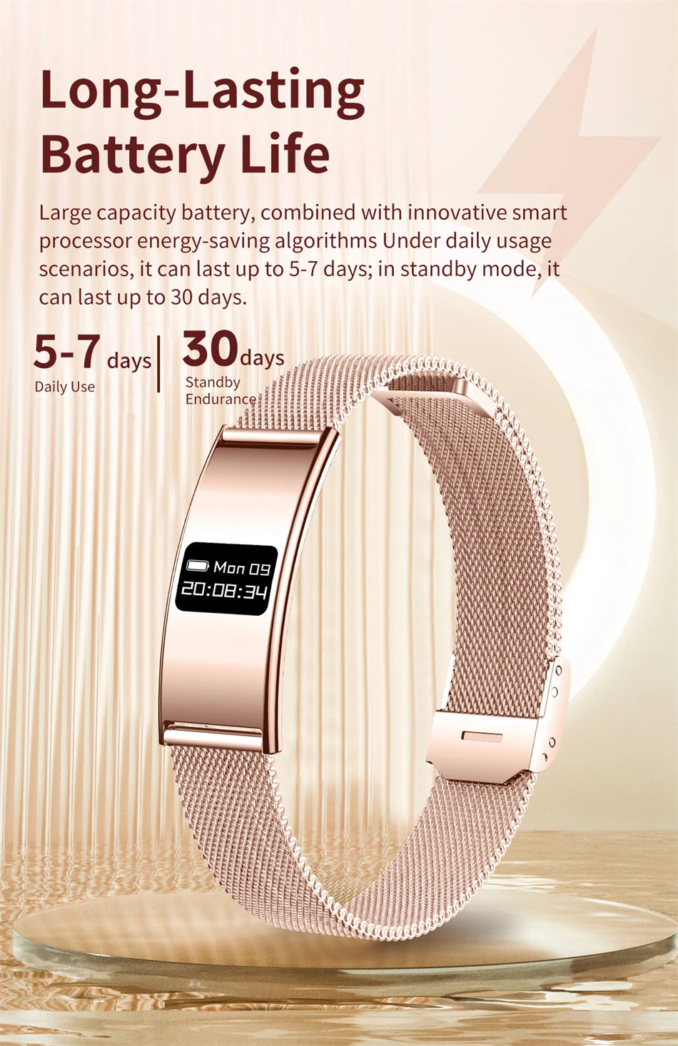 Montre Connectée Ultra-Fine BOXUXING 2026 – Suivi Cardio, SpO2, Sommeil, IPX8 | Bracelet Sportif Femme