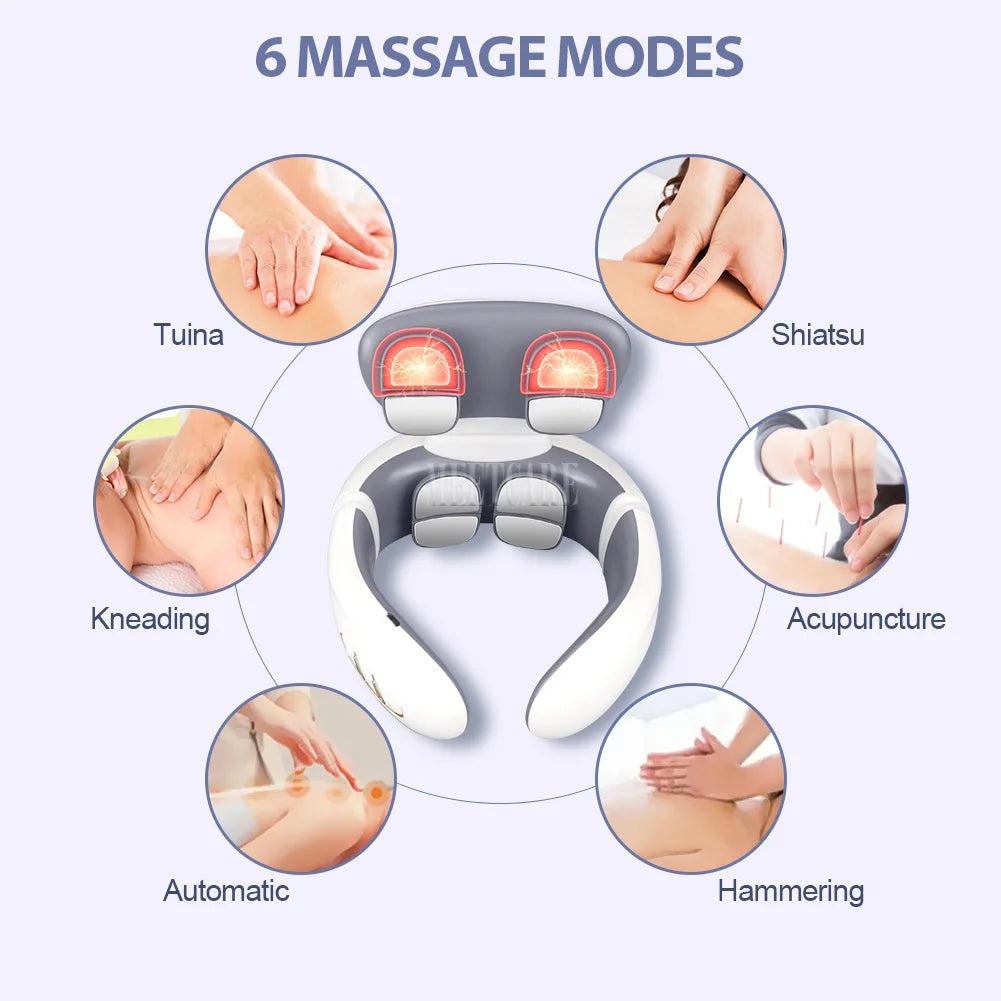 Masseur TENS Intelligent Dos & Cou – Épaules, Nuque, 16 Niveaux, Chauffage 42°C | 4 Modèles