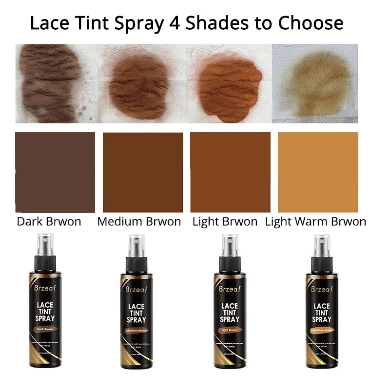 Spray Teintant Lace pour Perruques – Brun Foncé, Moyen, Clair | Mousse, Colle et Dissolvant