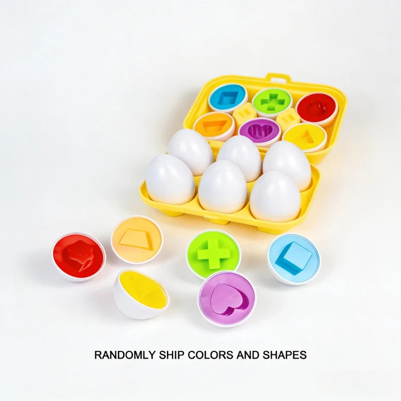 Jouet d'Association Couleurs & Formes – Œufs Simulés Géométriques avec Boîte de Rangement