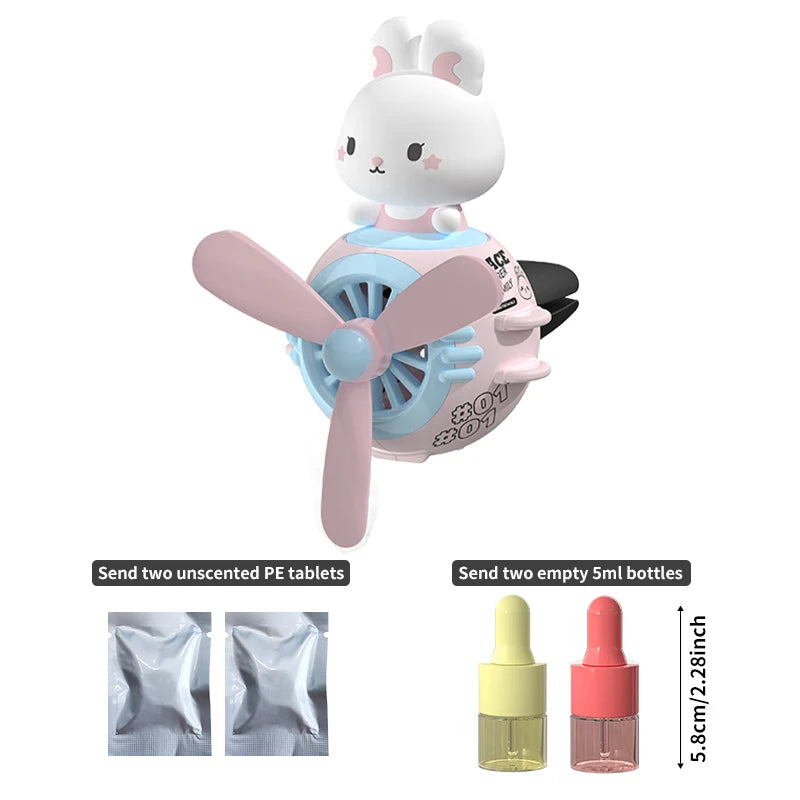 Clip Aromathérapie Magnétique pour Voiture – Figurine Mignonne + 2 Tablettes & 2 Flacons 5ml