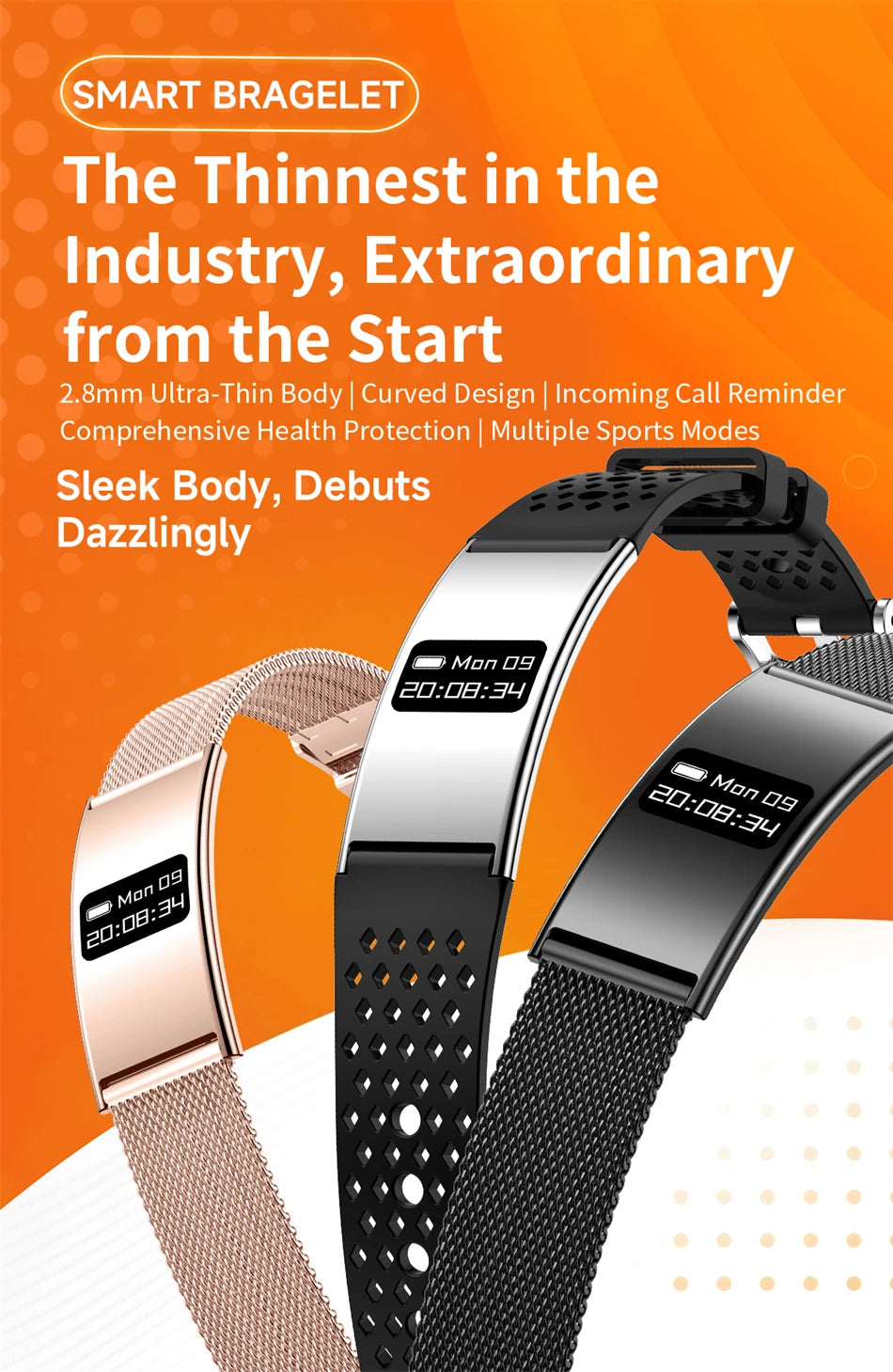 Montre Connectée Ultra-Fine BOXUXING 2026 – Suivi Cardio, SpO2, Sommeil, IPX8 | Bracelet Sportif Femme