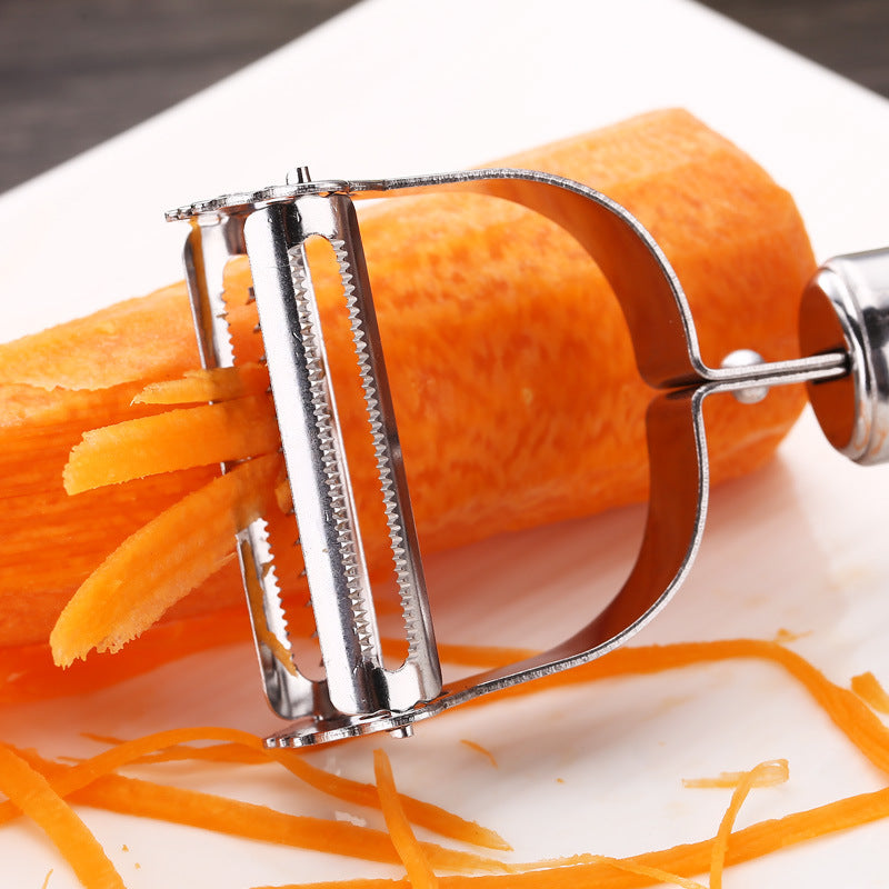 Éplucheur-râpe julienne 2-en-1 en acier inoxydable – Pommes de terre, concombre, carotte et plus