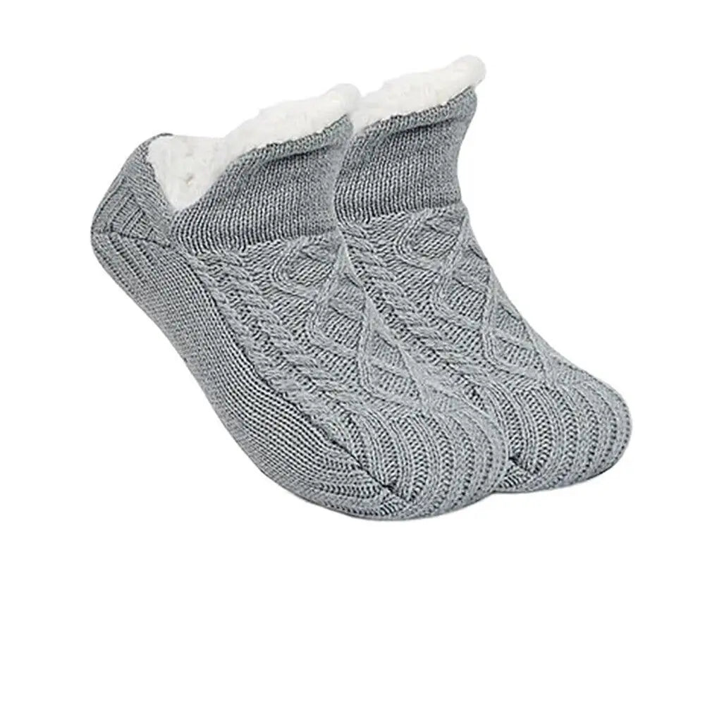 Chaussettes de sol antidérapantes Super chaudes pour femmes et hommes, chaussettes de neige, tapis de sommeil, pantoufles, bottes en velours, vêtements de maison