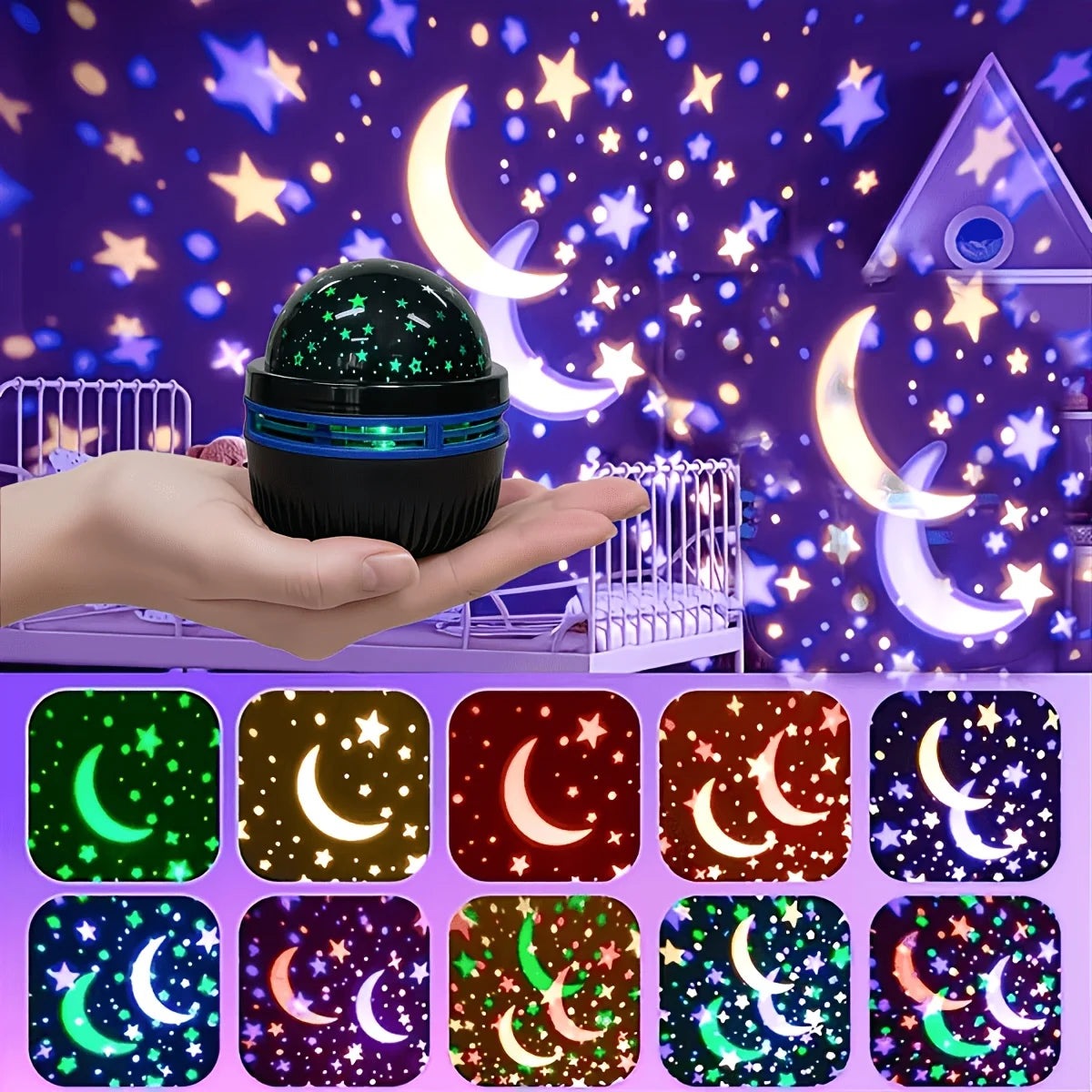 Veilleuse Projecteur Ciel Étoilé LED USB – Étoiles & Lune, Décoration Atmosphère