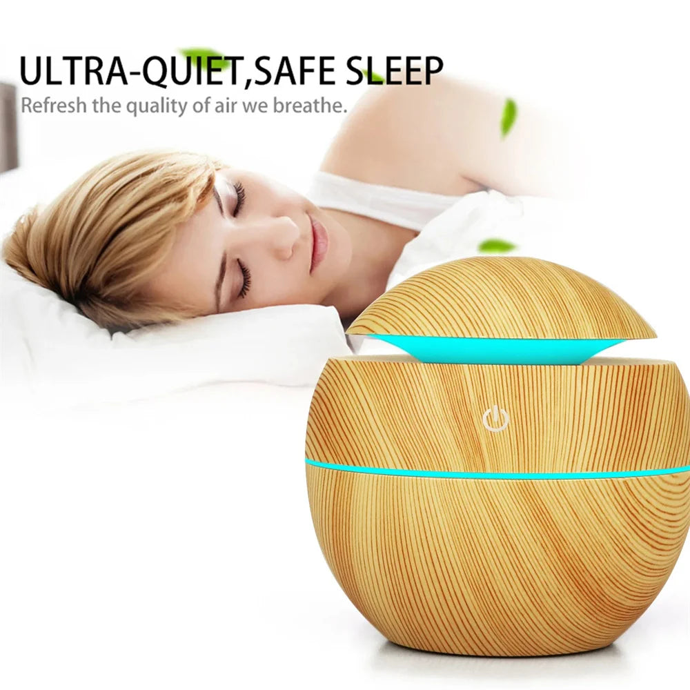 Humidificateur électrique diffuseur d'arôme d'air bois humidificateur d'air à ultrasons huile essentielle aromathérapie fabricant de brume fraîche pour chambre à coucher