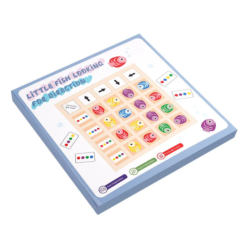 Jeu de Plateau Éducatif Montessori en Bois – Logique, Couleurs & Directions