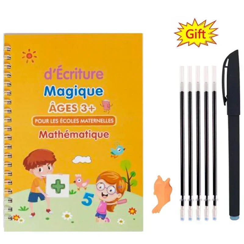 Cahier Magique d'Écriture Française – Ardoise Réutilisable avec Stylo | Enfants 3-8 ans