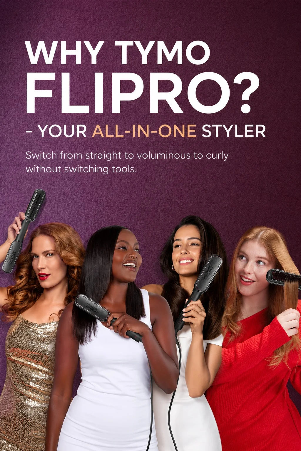 Lisseur TYMO FLIPRO 2 en 1, lisseur ionique en céramique pour contrôler les frisottis et prévenir les dommages causés par la chaleur