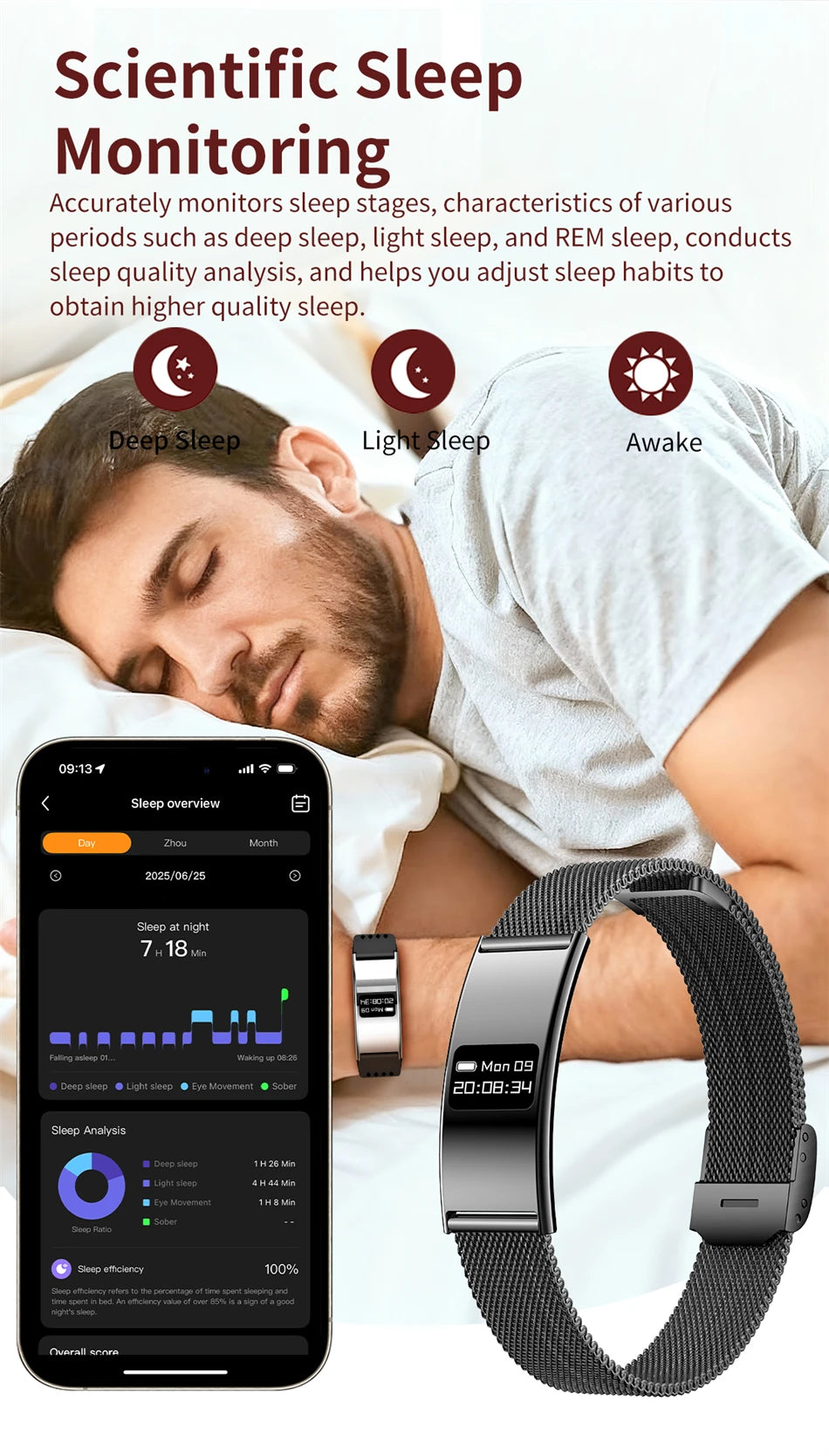 Montre Connectée Ultra-Fine BOXUXING 2026 – Suivi Cardio, SpO2, Sommeil, IPX8 | Bracelet Sportif Femme