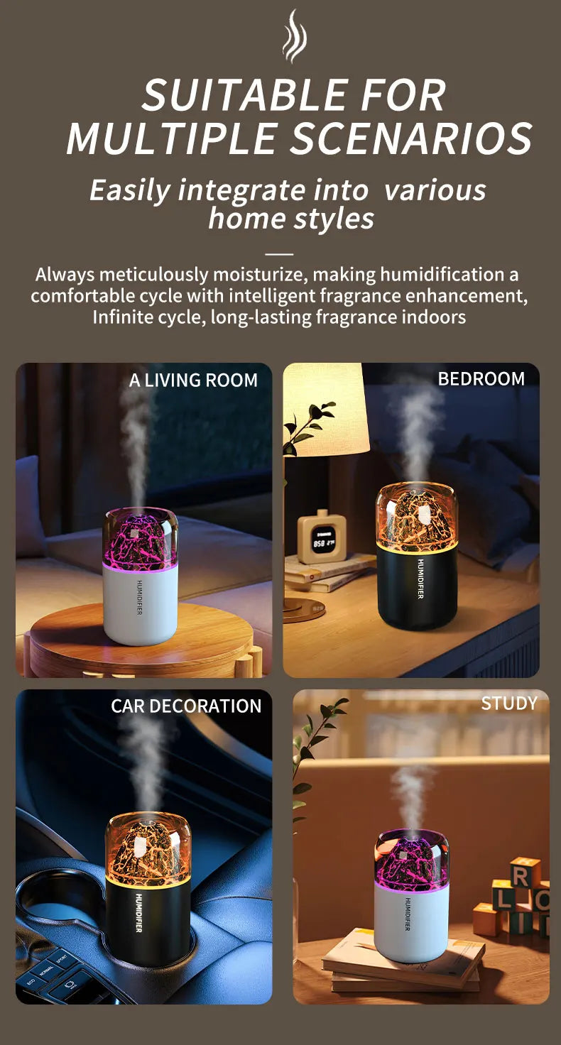 Humidificateur Diffuseur d'Arômes USB – Lampe Volcanique Colorée
