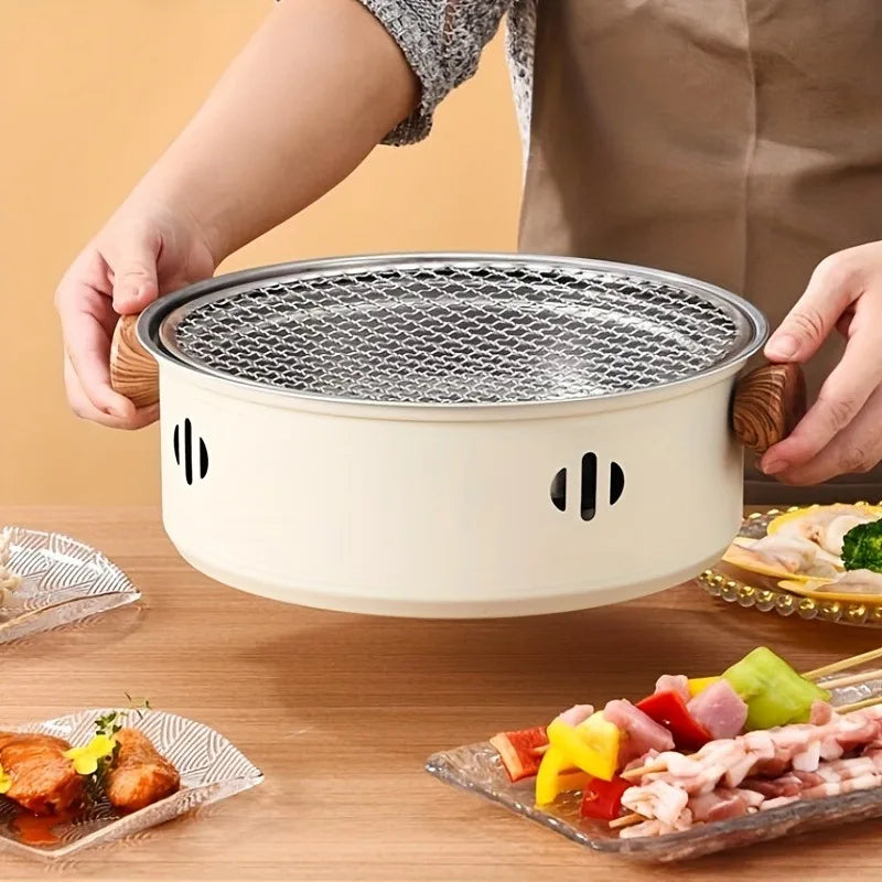 Barbecue Portable Compact en Acier Inoxydable – Gril à Charbon de Bureau, Intérieur & Extérieur