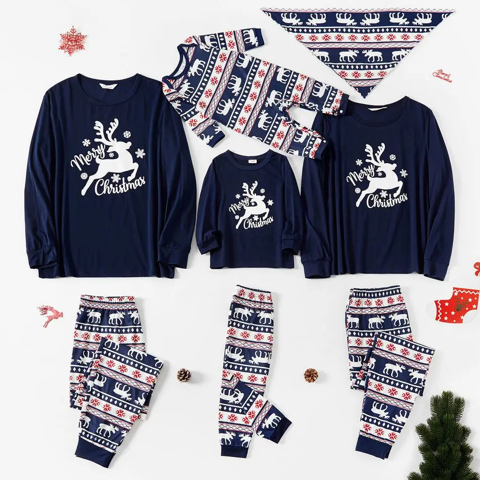 Costumes de Fête pour Toute la Famille, Ensemble de Pyjamas Assortis, Motif Élan de Noël, Vêtements de Nuit Parent-Enfant, Ensemble Doux 2 Pièces, Look de Noël