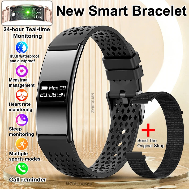 Montre Connectée Ultra-Fine BOXUXING 2026 – Suivi Cardio, SpO2, Sommeil, IPX8 | Bracelet Sportif Femme