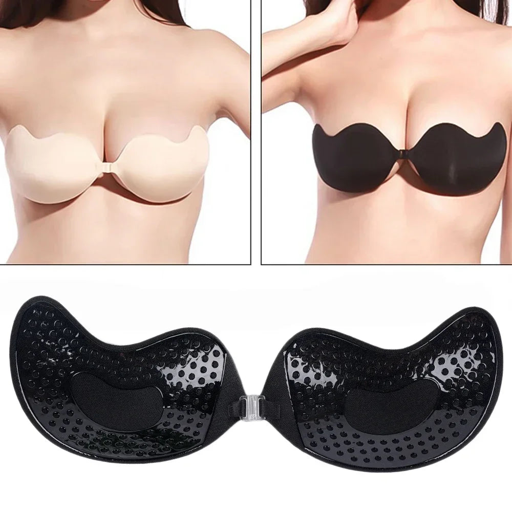 Soutien-gorge adhésif invisible push-up – Sans bretelles, sans dos, en silicone réutilisable (1 ou 2 paires)