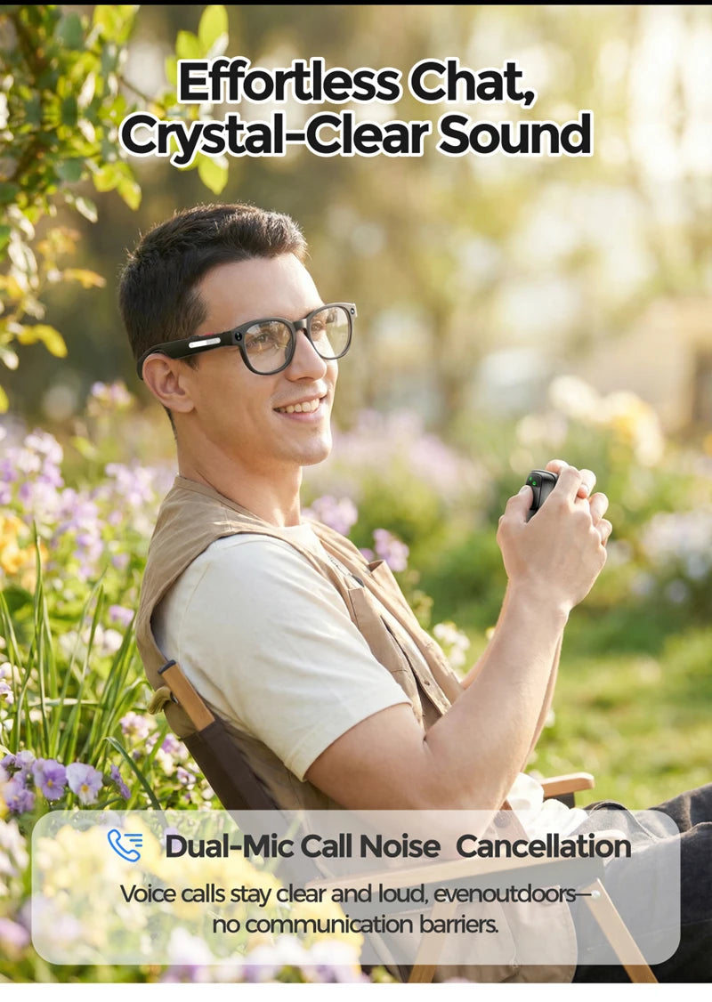 Lunettes Intelligentes IA Lenovo 2026 – Caméra HD 8MP, Vidéo 4K, Traduction IA, Appel Bluetooth & Musique