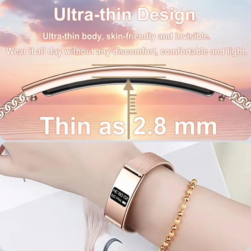 Montre Connectée Ultra-Fine BOXUXING 2026 – Suivi Cardio, SpO2, Sommeil, IPX8 | Bracelet Sportif Femme