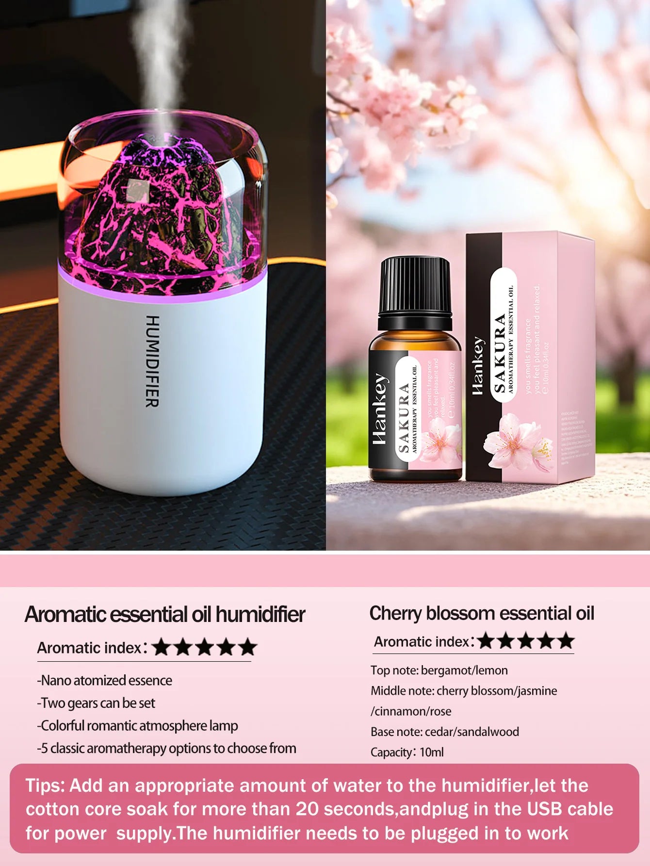Humidificateur Diffuseur d'Arômes USB – Lampe Volcanique Colorée