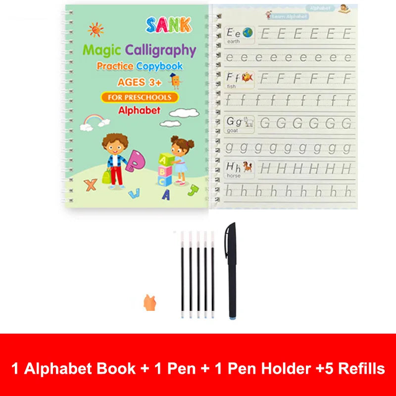 Cahier Magique d'Entraînement à l'Écriture – Calligraphie Anglaise Réutilisable | Enfants 2-5 ans