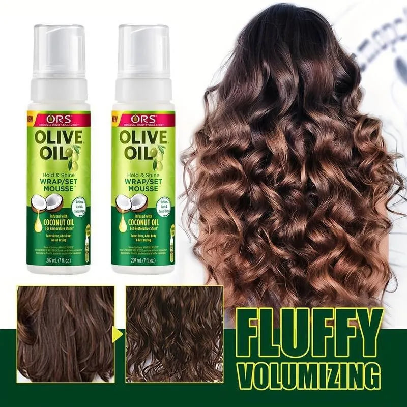 Mousse Coiffante Boucles – Tenue Forte à l'Huile d'Olive | Anti-Frisottis pour Perruques et Cheveux Naturels