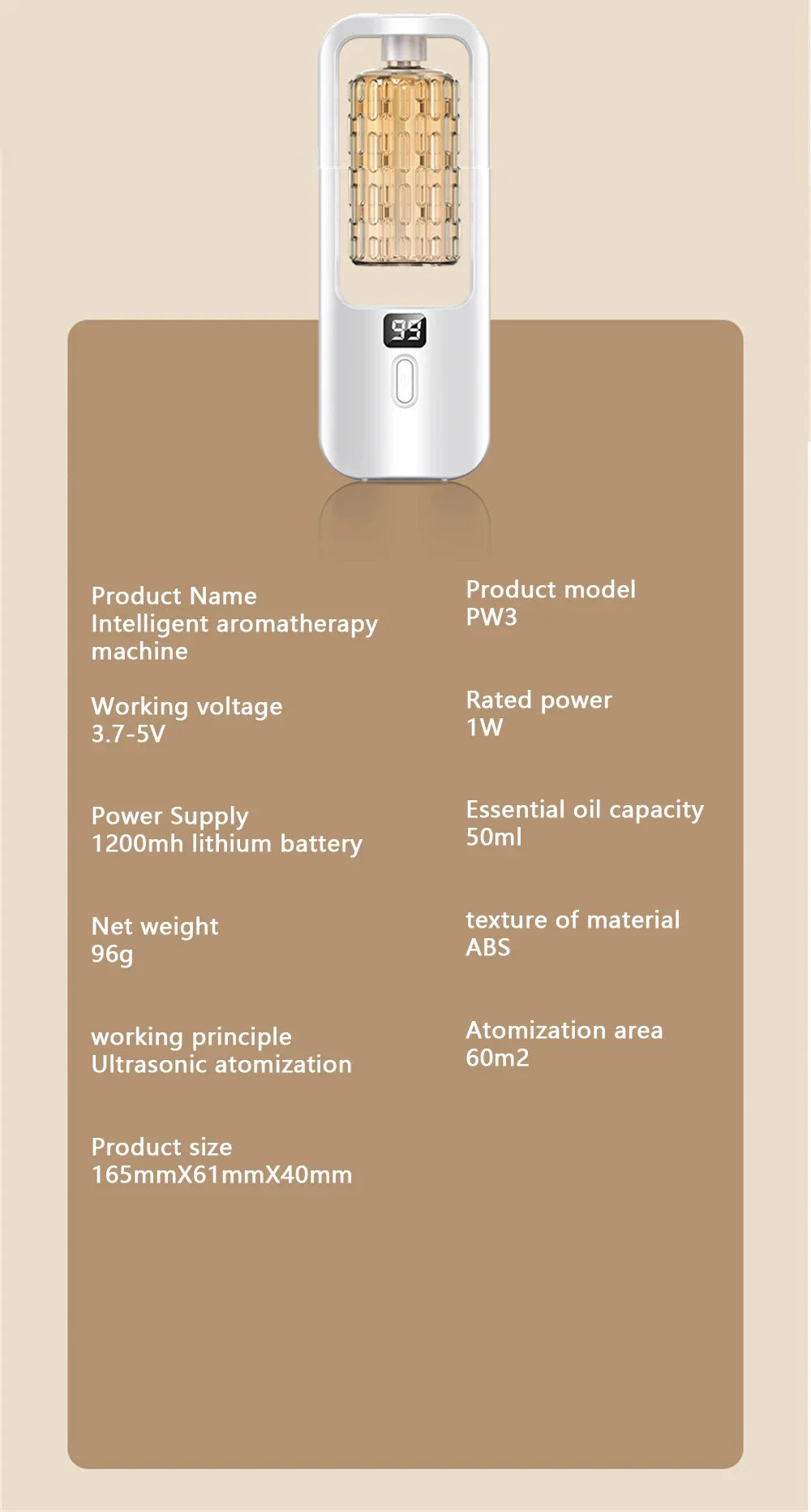 Diffuseur d’arômes mural automatique – Purificateur d’air, veilleuse colorée, rechargeable USB-C