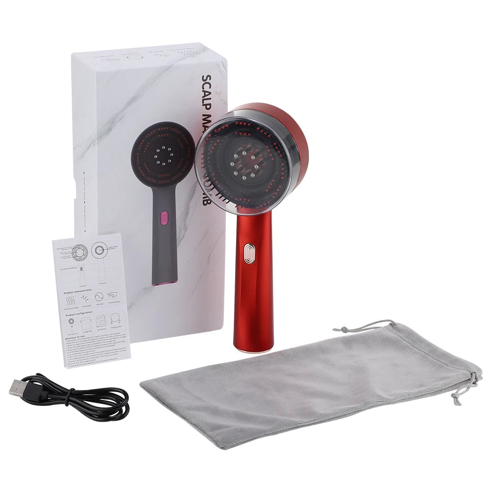 Peigne de Massage électrique, thérapie à la lumière rouge, Vibration, croissance des cheveux, brosse pour cuir chevelu, Anti-perte de cheveux, applicateur d'huile liquide