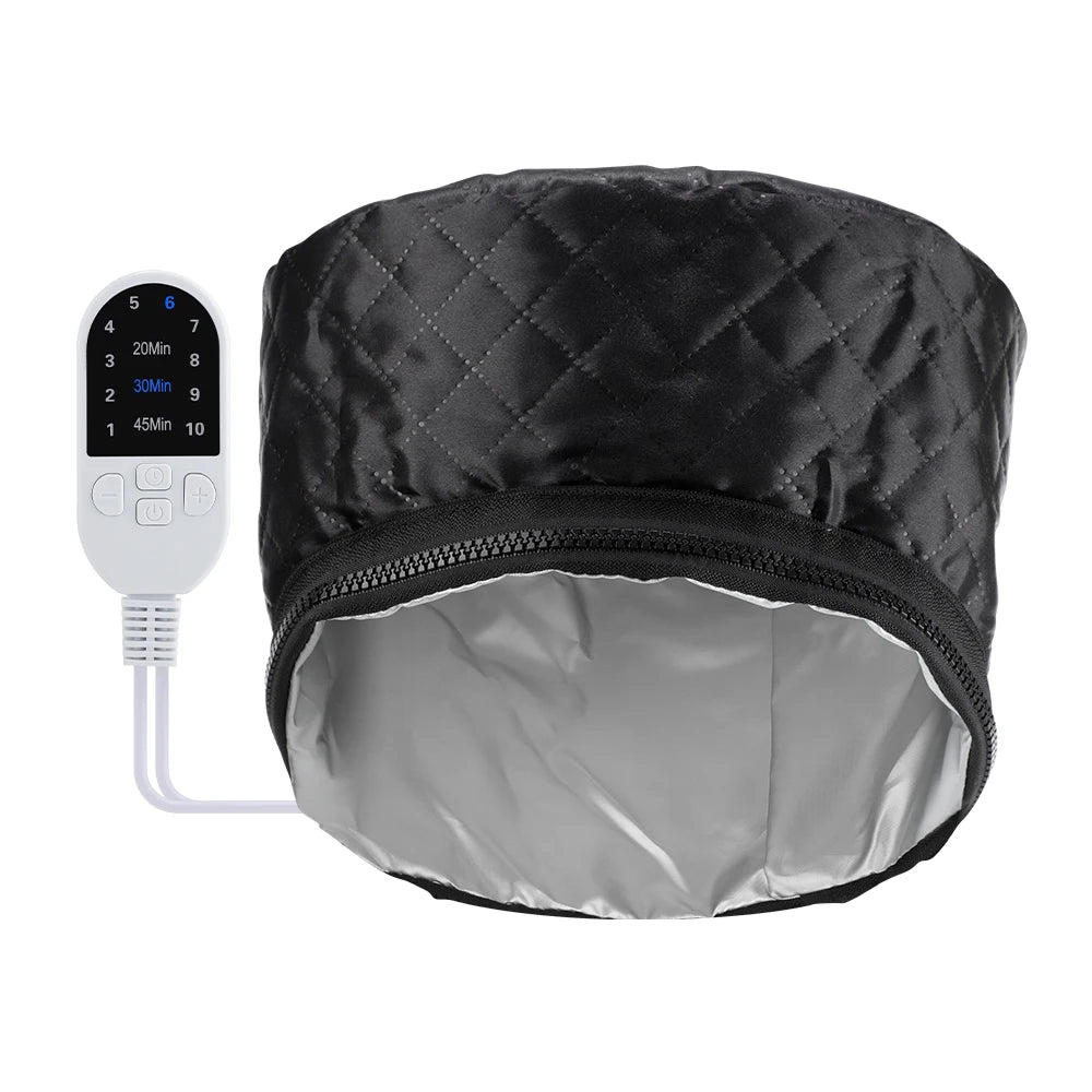 Bonnet Vapeur Chauffant Hailicare – 9 Températures, 5 Minuteries, Cuir PU, Soin Capillaire Spa Maison