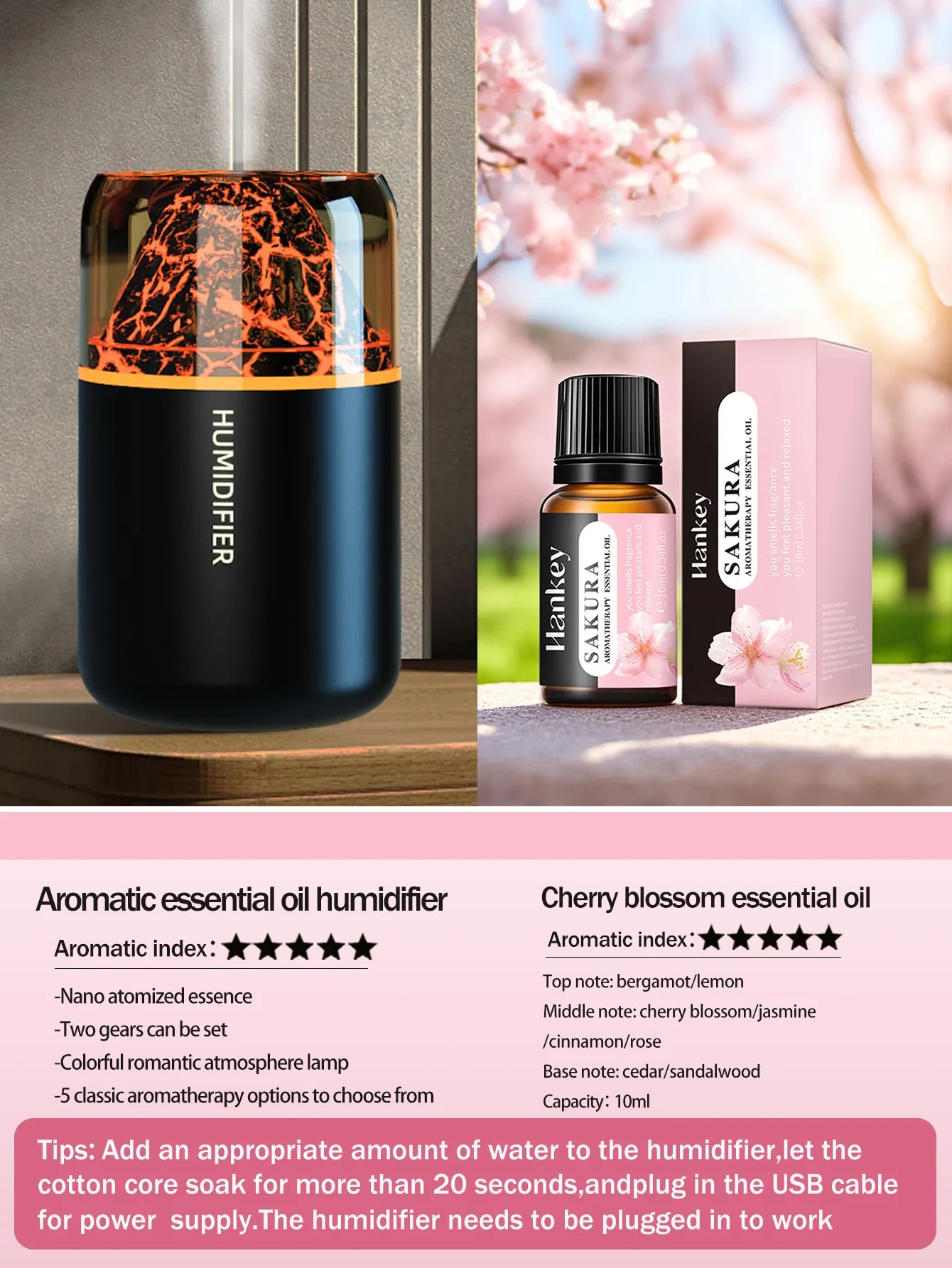 Humidificateur Diffuseur d'Arômes USB – Lampe Volcanique Colorée