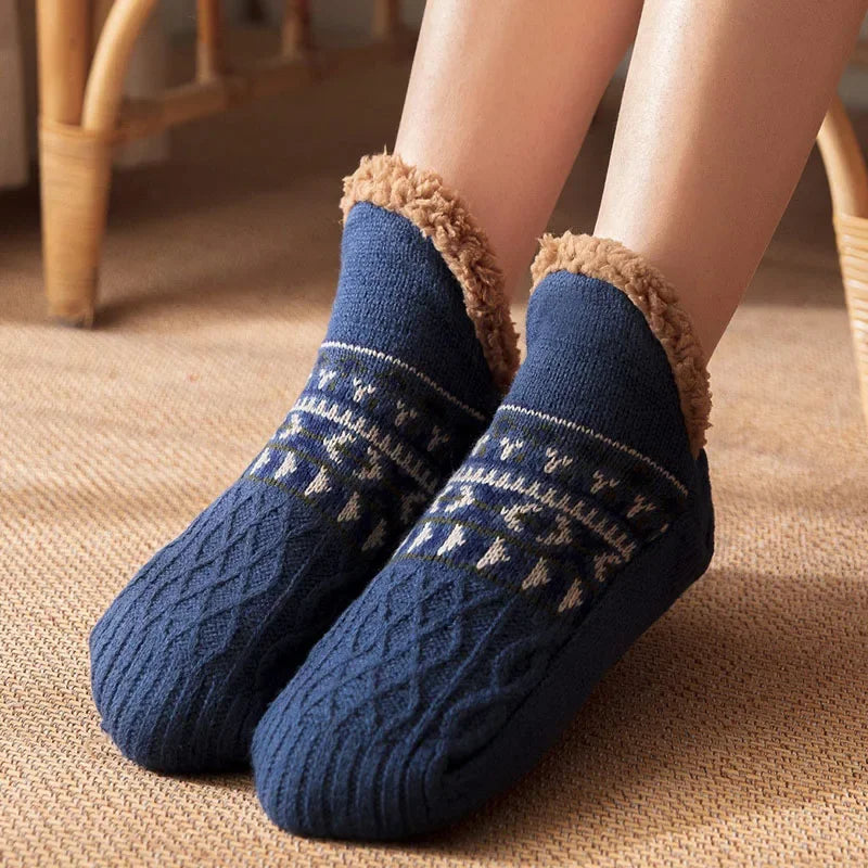 Chaussettes de sol chaudes pour hommes et femmes, chaussettes de neige, tapis de sommeil, pantoufles, chaussettes de Yoga antidérapantes, automne et hiver, 2024