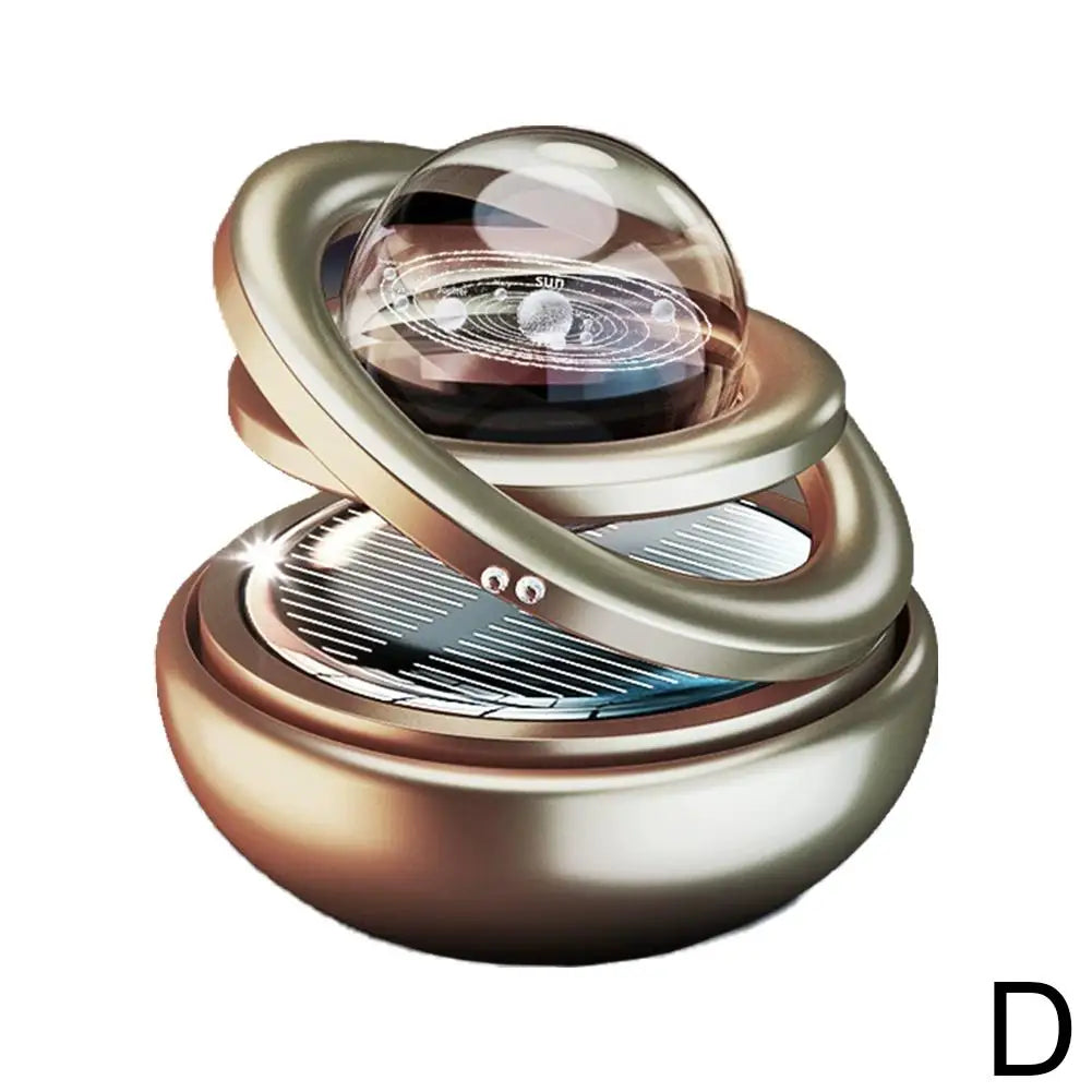 Désodorisant Solaire Rotatif pour Voiture – Boule Étoile Double Anneau & Diffuseur Aromatique