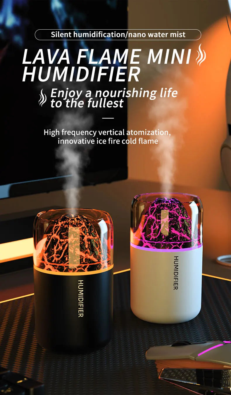 Humidificateur Diffuseur d'Arômes USB – Lampe Volcanique Colorée