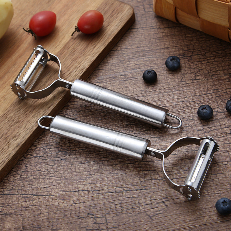 Éplucheur-râpe julienne 2-en-1 en acier inoxydable – Pommes de terre, concombre, carotte et plus