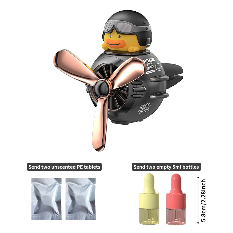 Clip Aromathérapie Magnétique pour Voiture – Figurine Mignonne + 2 Tablettes & 2 Flacons 5ml