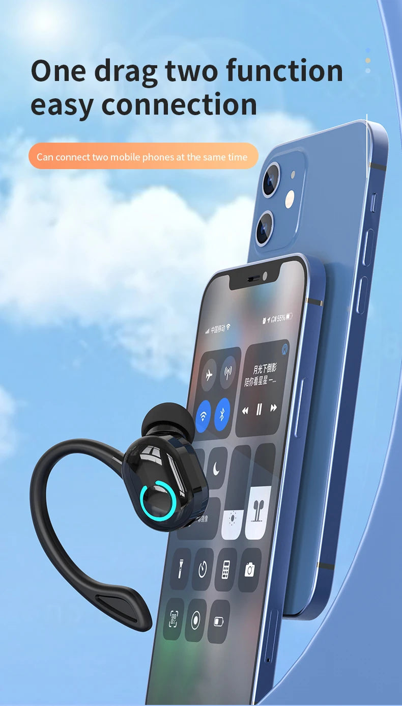 Oreillette Bluetooth 5.2 Sans Fil VAORLO S10 – HiFi Bass, Réduction de Bruit, Micro HD, Waterproof