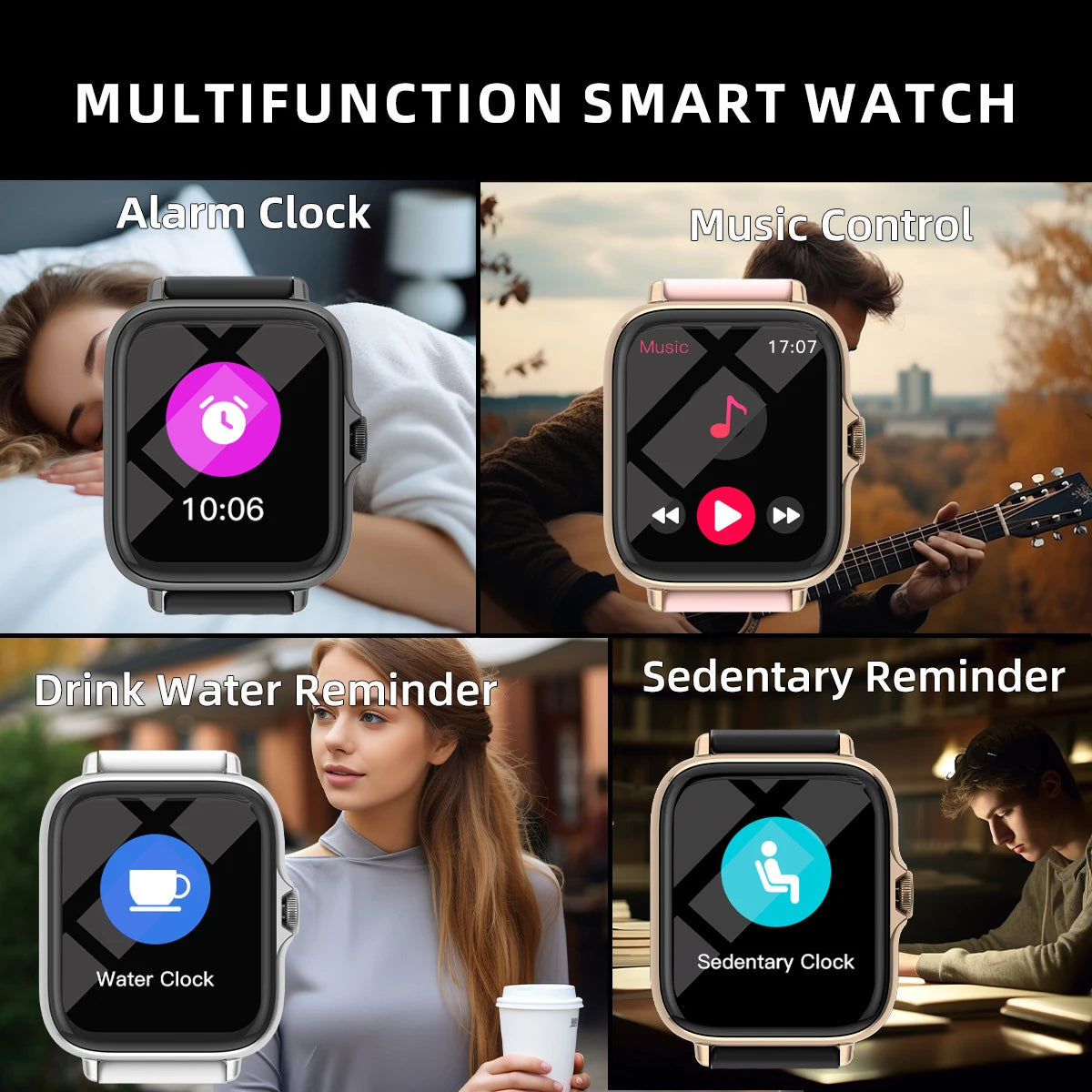 Montre Connectée 1,83" — Étanche, Appels, Surveillance du Sommeil, Podomètre
