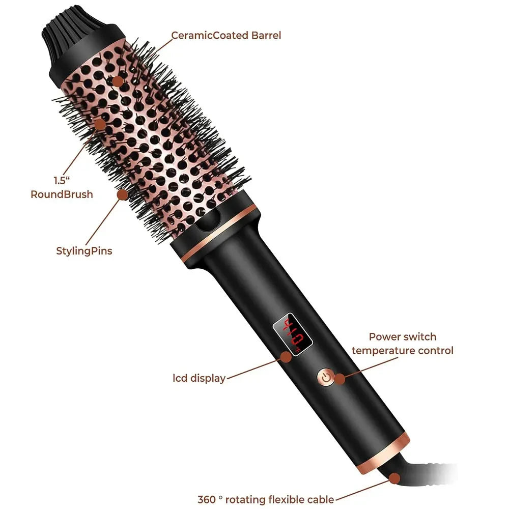 Fer à lisser ionique 3 en 1 – Fer à friser professionnel avec brosse chauffante