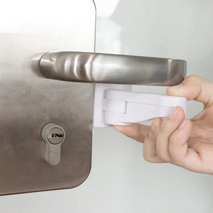 Verrou de sécurité bébé pour poignée de porte – Rotation 180°, adhésif, multifonction