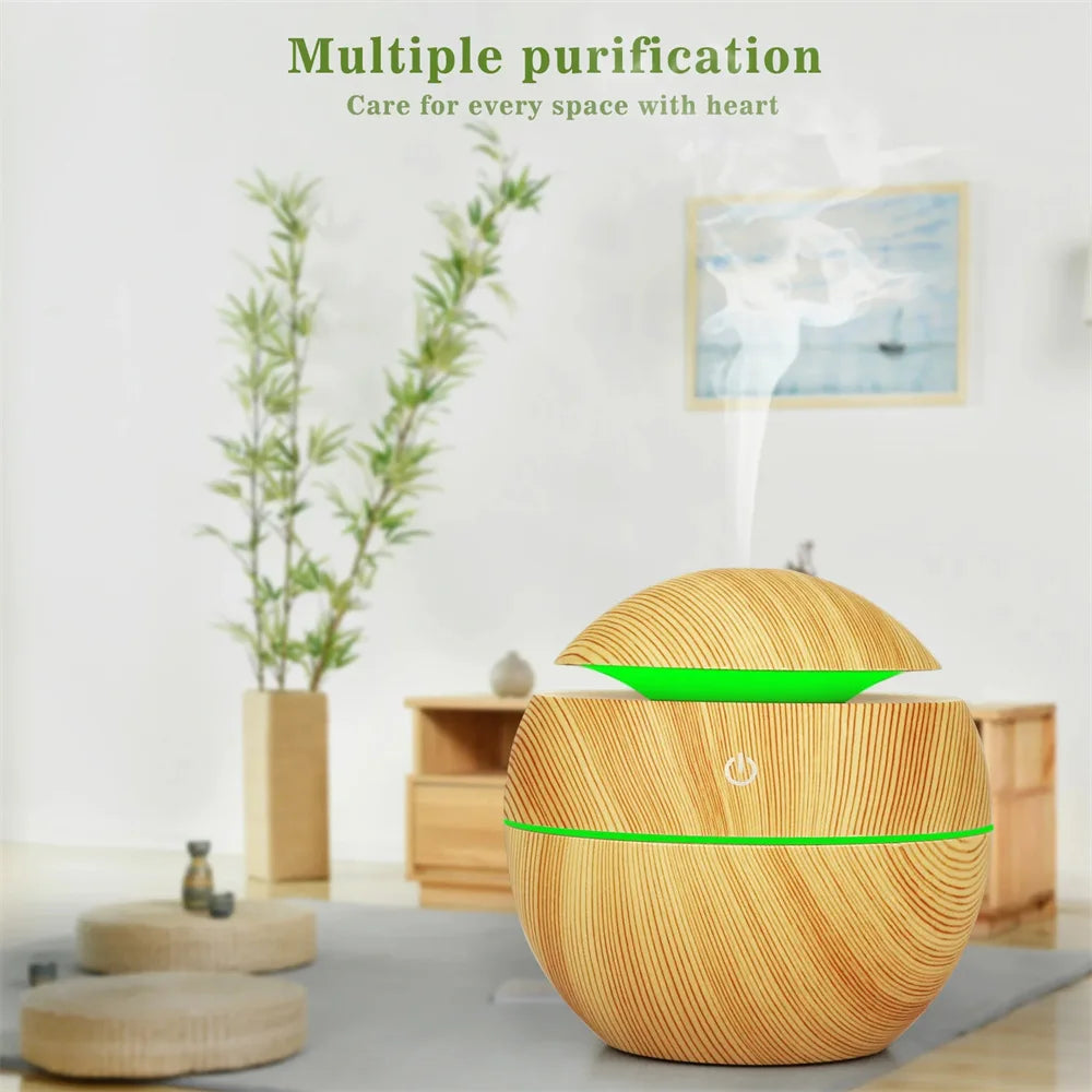 Humidificateur électrique diffuseur d'arôme d'air bois humidificateur d'air à ultrasons huile essentielle aromathérapie fabricant de brume fraîche pour chambre à coucher